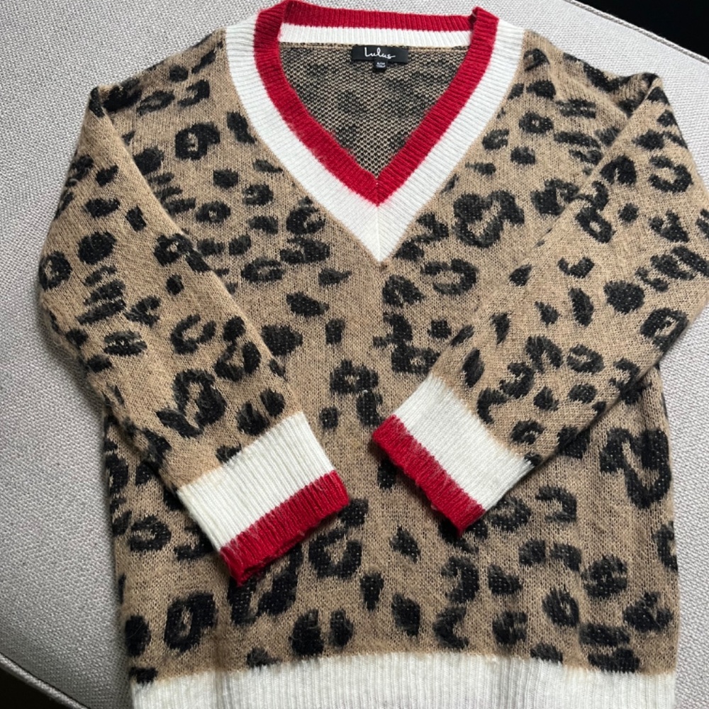 Lulu’s Instinct Leopard Print Color Block V-Neck … - image 2